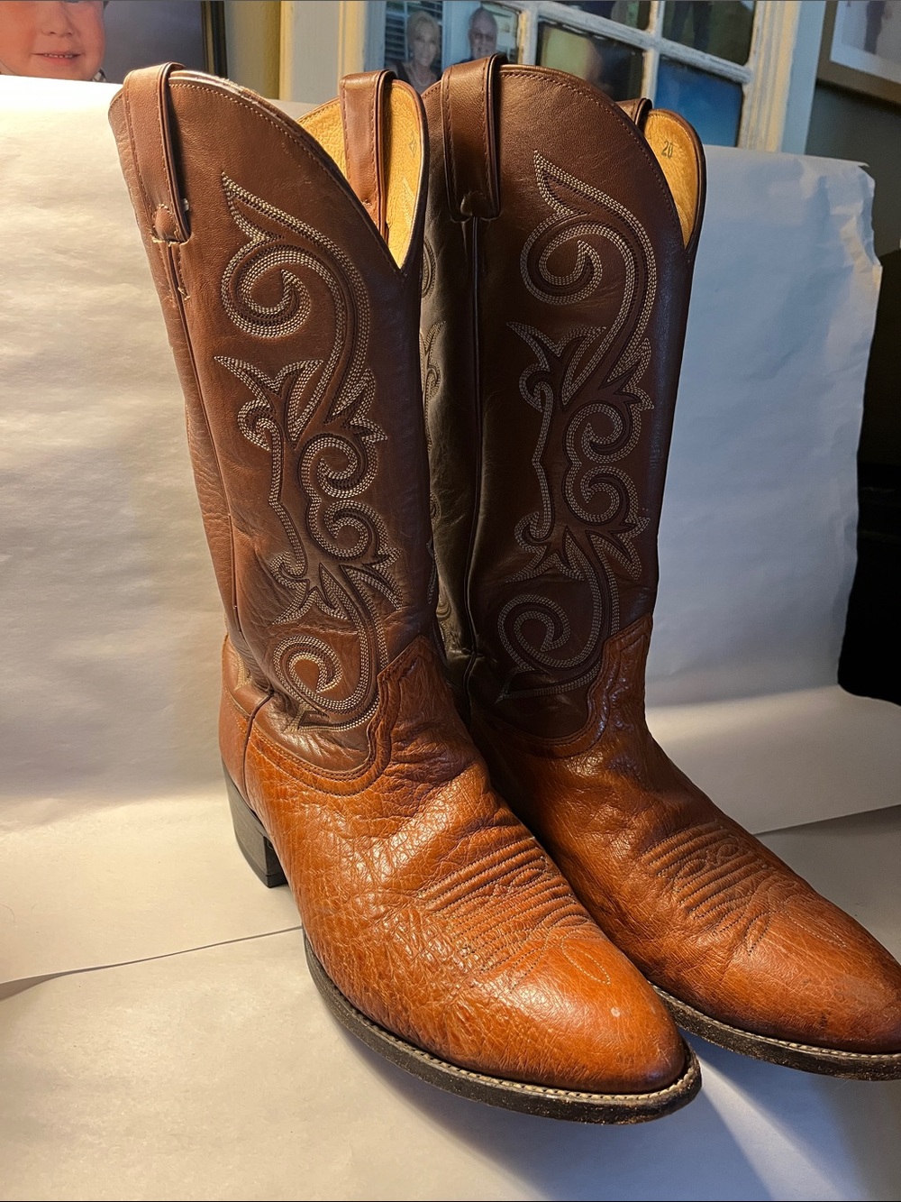 Nocona Two-Tone Brown Leather Western Cowboy Boots NM1005 Size 10.5 D
